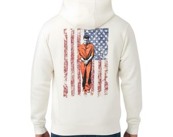 American Flag Horror Hoodie - Michael Myers Patriotic Pullover, Distressed USA Flag Sweatshirt, For The Honor Tactical Hooded Sweatshirt