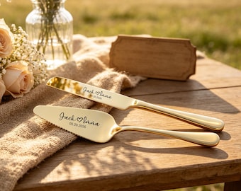 Custom wedding cake cutting kit. Engraved Cake Cutter Serving Set  for Bridal Shower, Anniversary gifts