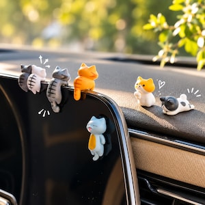 Juego de minifiguras de gatos / Decoración para monitor, salpicadero de coche y maceta