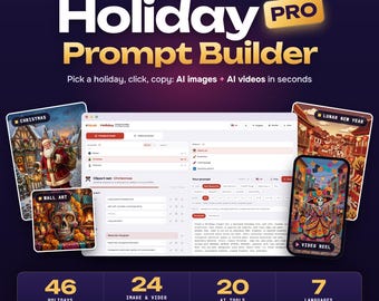 Holiday PRO Prompt Builder, AI Images and Videos Prompts Builder, Christmas, Halloween, Easter