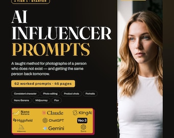 AI Influencer Prompts, AI Image Prompt Guide, Photo Editing Scripts, Product Mockup, Nano Banana