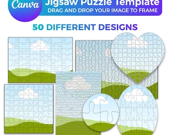 50 Puzzle-Canva-Vorlagen, bearbeitbarer Rahmen, Drag & Drop, druckbares individuelles Puzzle (Digitaler Download)
