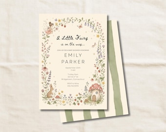 Fairy Baby Shower Invitation | Whimsical Woodland, Hand-Illustrated (Digital Download)