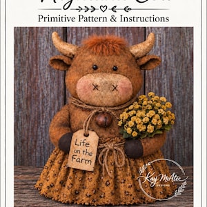 Primitiv Farm Friend Highland Cow-mönster