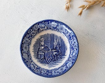 Liberty Blue Betsy Ross Bowl, 5-Inch Staffordshire England Blue Transferware
