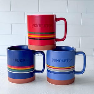 3er-Set Pendleton Woolen Mills Becher | Keramiktassen mit Western-Deckenstreifen