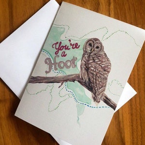 You're a HOOT Owl at Radnor Lake 5 x 7-kaart met handgeschilderde uil en kaart