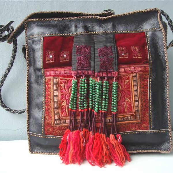 Red Fringed Leather Bag PT-51