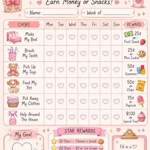 Cutesy kid chore chart