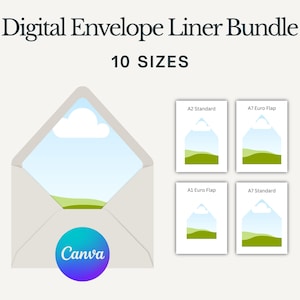 Sjabloon voor envelopvoering | Bewerkbaar Canva-sjabloon | Briefpapierontwerppakket | Direct te downloaden en af te drukken | Bruiloft A7 A6 A2 A1 Euro Square