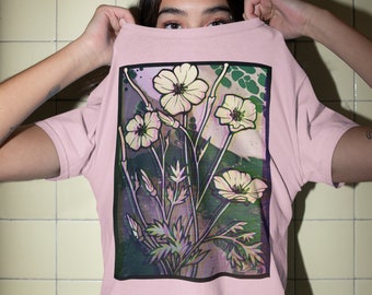 Pastel Goth Shirt | Graphic Tees, Trippy Nature T-Shirts, Grunge Shirts, Vaporwave Flower, Psychedelic Poppy Streetwear, Aesthetic Clothing.