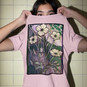 Pastel Goth Shirt | Graphic Tees, Trippy Nature T-Shirts, Grunge Shirts, Vaporwave Flower, Psychedelic Poppy Streetwear, Aesthetic Clothing.