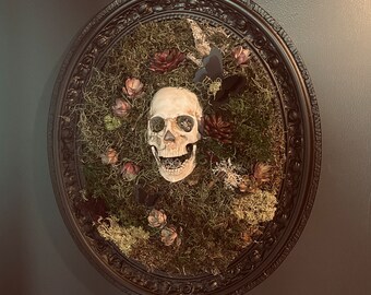 Gothic Skull and Moss Wall Feature