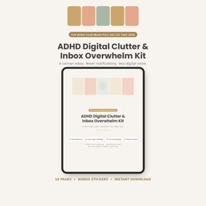 Planificador digital para TDAH: Reinicio de la bandeja de entrada, organizador de desorden (descarga en PDF)