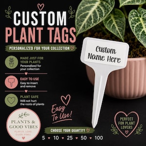 Benutzerdefinierte Pflanzen Tags | Personalisierte Pflanzenetiketten | Zimmerpflanzen Tags | Garten Marker | Pflanzensammlung Organisation