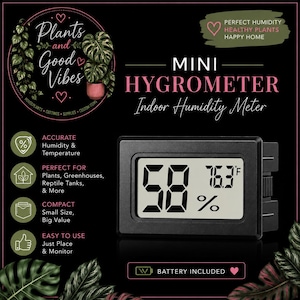 Indoor Mini Hygrometer & Thermometer | Digital Humidity Gauge for Plants, Grow Tents, Greenhouses, Terrariums | Humidity Meter for Plants