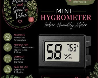 Higrómetro y termómetro mini para interiores / Medidor de humedad digital para plantas, tiendas de cultivo, invernaderos y terrarios / Medidor de humedad para plantas