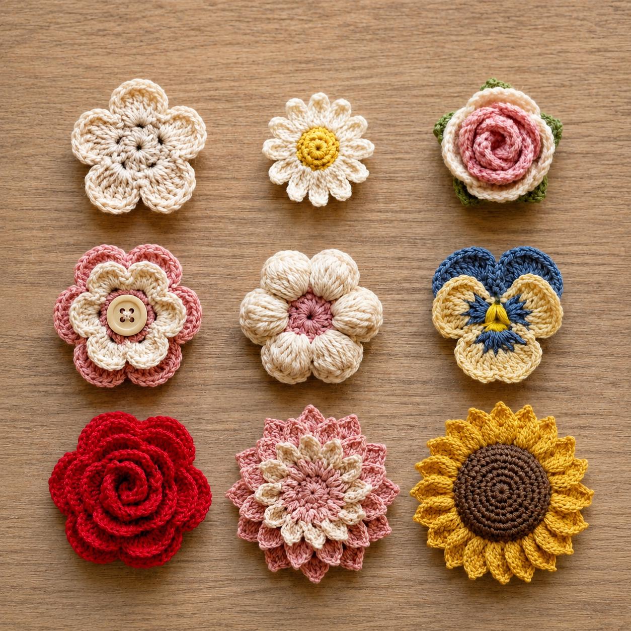 Pacchetto di modelli all'uncinetto di fiori in formato PDF / Tutorial per 9 modelli amigurumi floreali (download digitale)