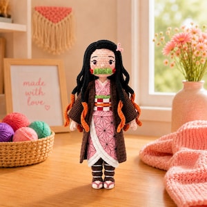 Patrón de Ganchillo Nezuko Kamado PDF / Tutorial Muñeca Anime Amigurumi (Descarga Digital)