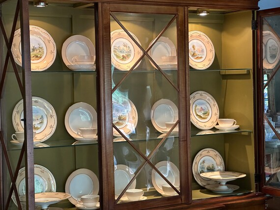 Vintage 27-Piece Peach Dessert Set: 8 Plates 2 Compotes Old Paris Tea Set Gilded 19th Century