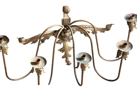 Vintage Italian Gold Brass  5-Arm Wall Candelabra- Elegant Romantic Lighting Sconce for Home Decor
