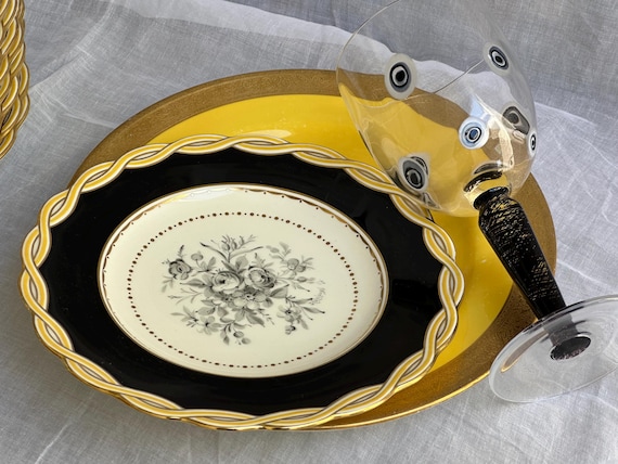 Antique Minton Botanical Dessert Set: 12pc Heirloom China Gilded Basketweave Sophisticated 1931 Elegance