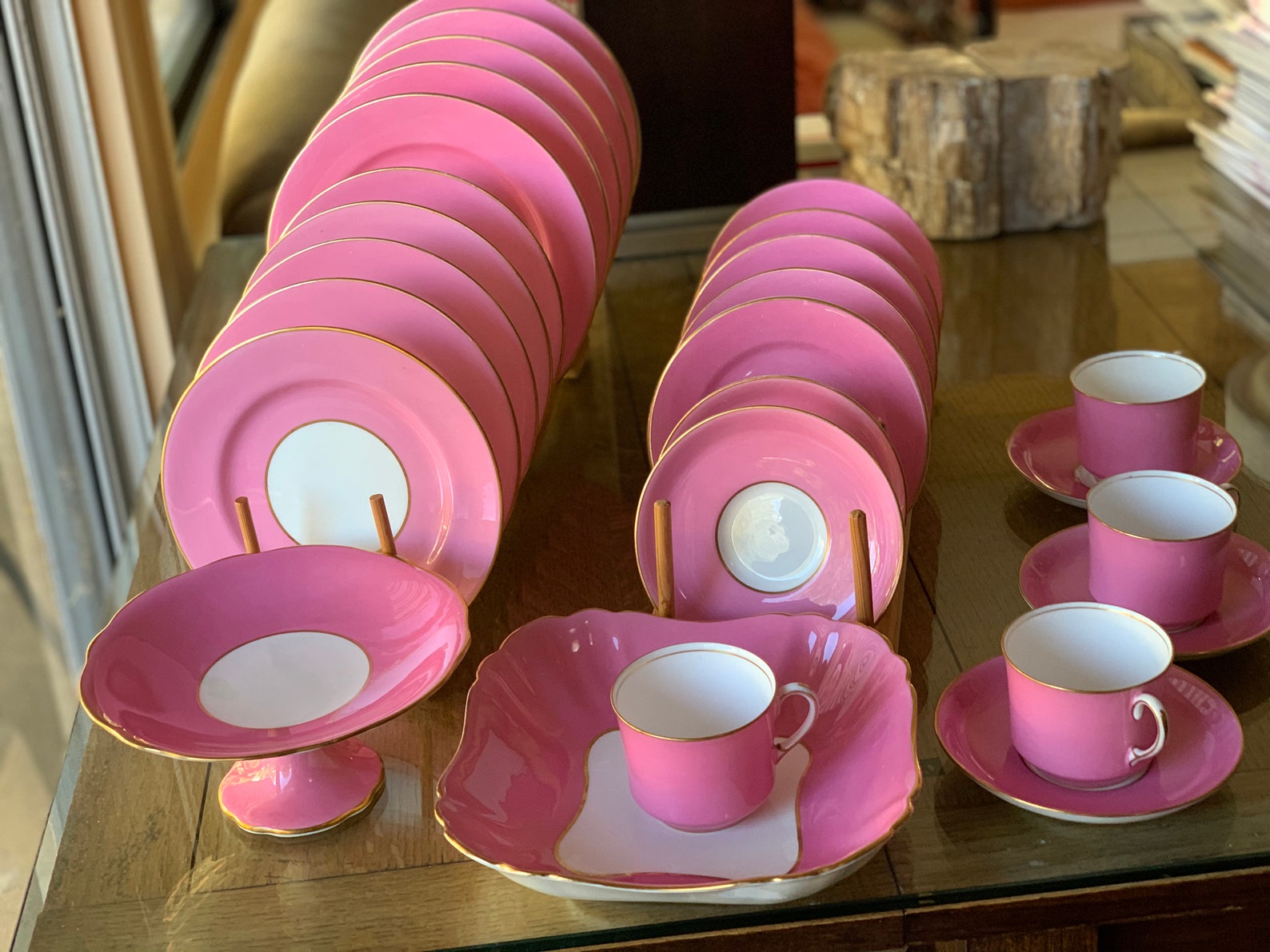 26Pc Antique Ansley Pink Dinnerware Set Dessert Set Service Etsy