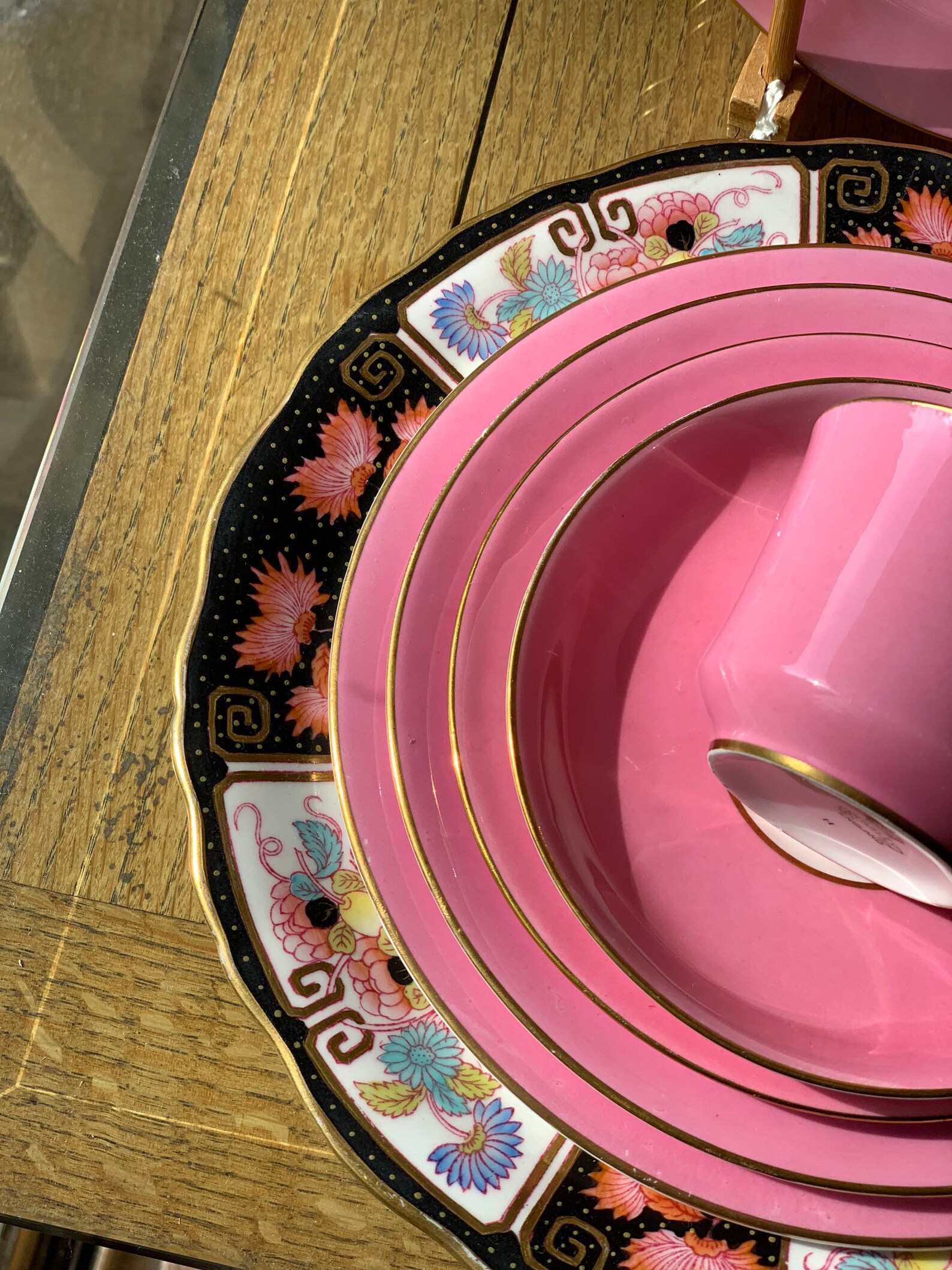 26Pc Antique Ansley Pink Dinnerware Set Dessert Set Service Etsy