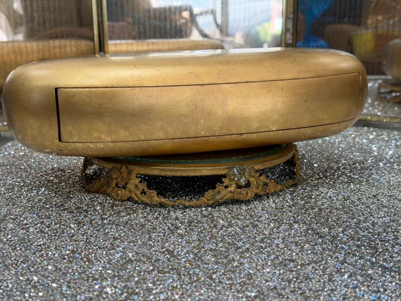 Exquisite Handcrafted Decorative Gilded Box with Blind Drawer Mid Century