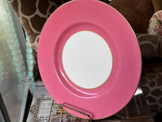 Vintage Royal Worcester Dinner Plate - Deep Pink & Gold, Circa 1940