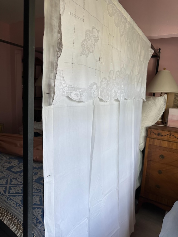 Antique French White Duvet Covers - 1920s  Lace Cotton Bedding