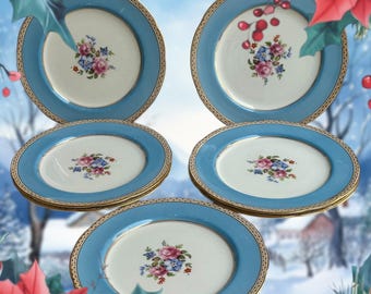 Set of 4 Tiffany and Co. Mrs. Delanys Flowers Dessert Plates