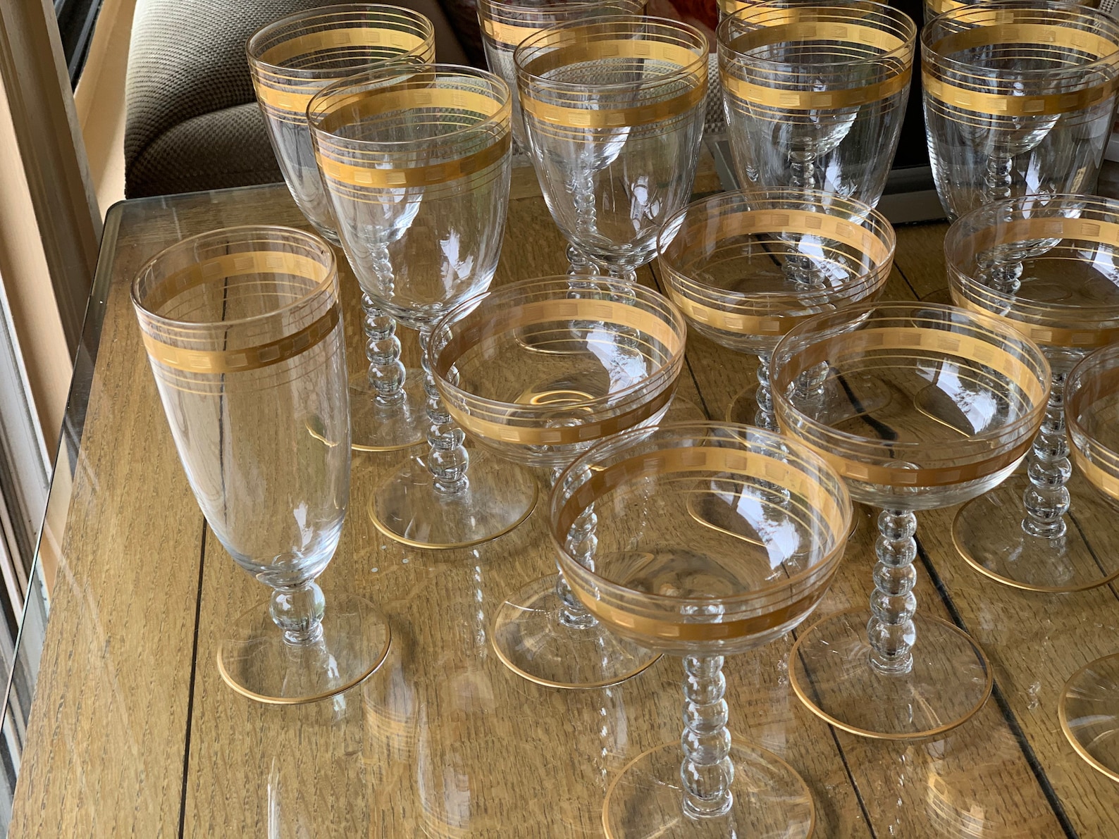 15pc Antique Crystal Glassware Set by Tiffinfranciscan Etsy