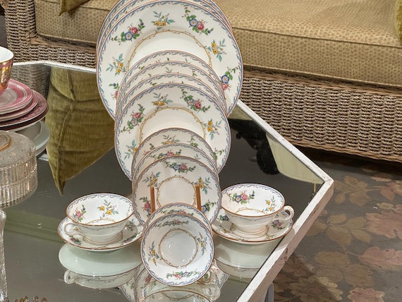 Vintage Minton Handpainted Floral Dinnerware- 16pc Melrose Pattern (1891-1932) - Elegant Wedding Gift