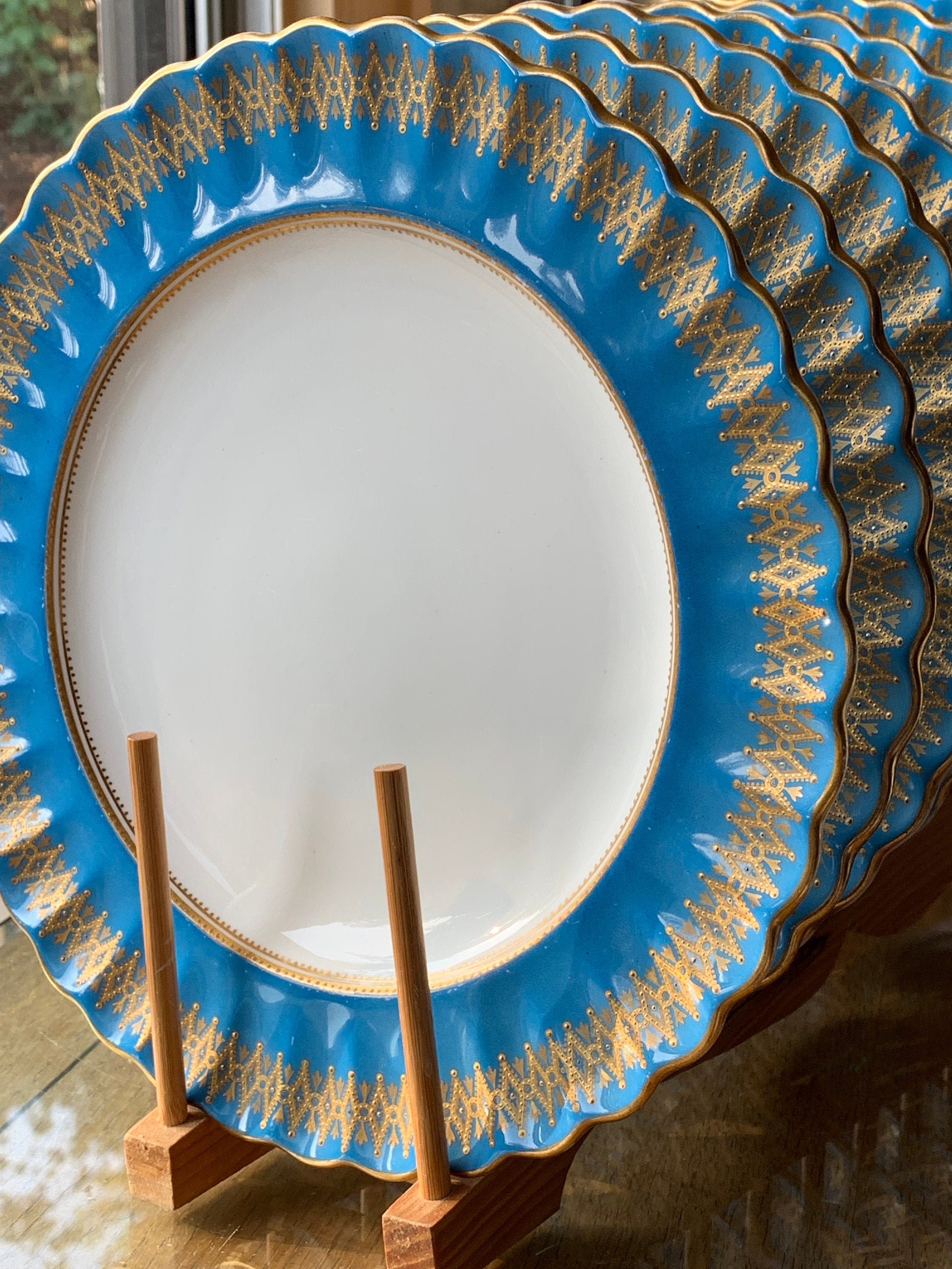 Antique Spode Dinner Plates w Fluted Edge Etsy