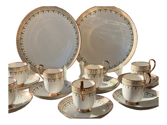 Antique George Jones Tea set with Dessert Stands and Gilt Details
