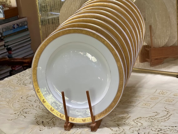 Antique White and Gold Coalport Dinnerware Set  (1800s)