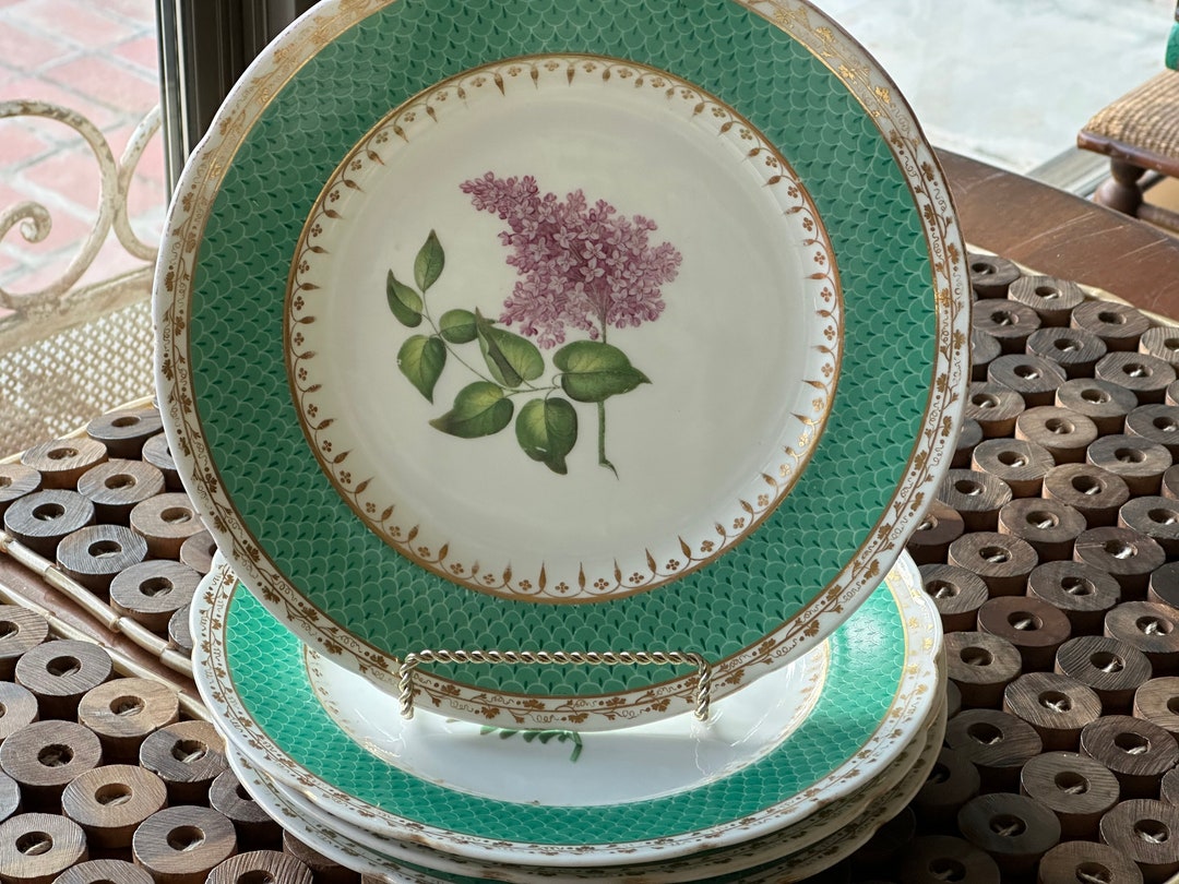 Rare Antique French China Set 4 Old Paris Botanical Dessert Etsy