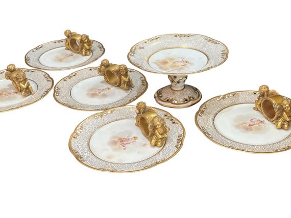 4 Cherub Napkin Rings Gold Finish Elegant Tablesetting Accent Christmas Table