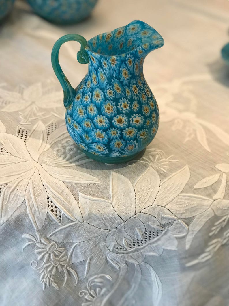 Antique Teal Glass Murano Tea Set For 2 With Teapot Etsy