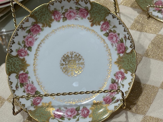 Vintage French Limoges Plates with Pink Roses Gift for Mother