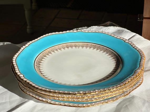 Blue China Plates with Gilt Accents for Special Occasions 1891-1921