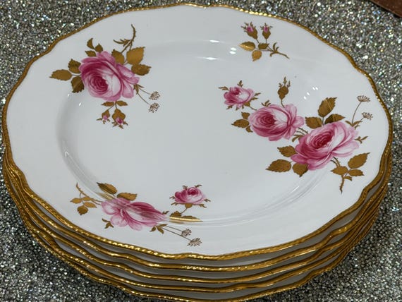 Antique Spode Floral China Set Hand Painted Pink Roses 5pc