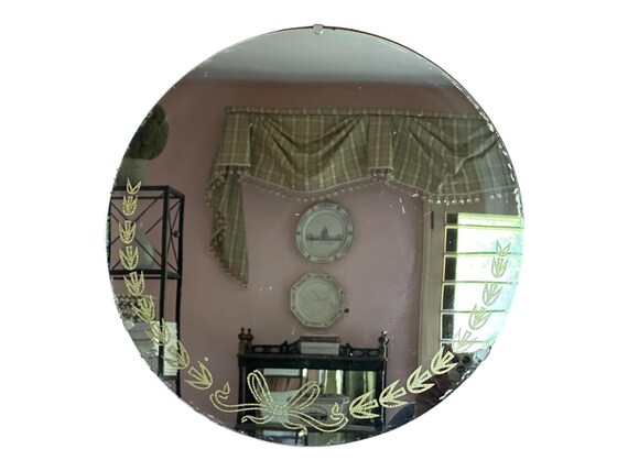 Vintage Minimalist-Styled Frameless Round Mirror,  15 Plus Inches, Add Sparkle, Living Room, Bedroom, Garden Room, Ready to Hang