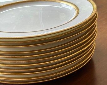 1911 Minton Dinner Plates: Gilded Trim and Back Rim EGB