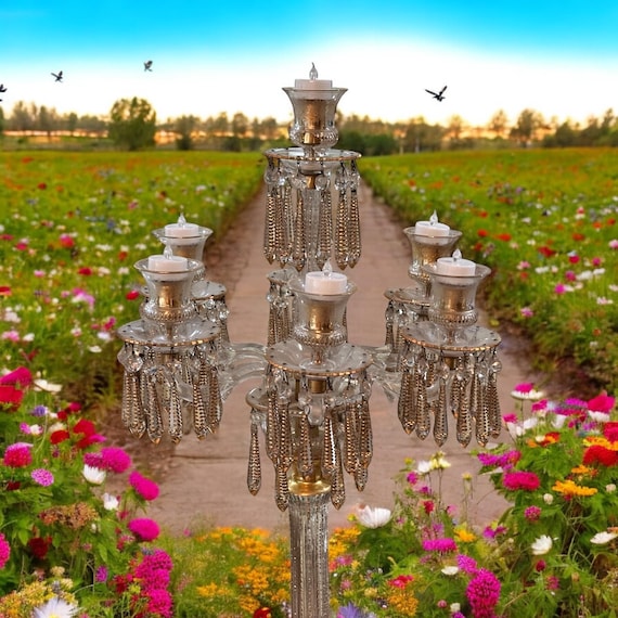 Antique French Baccarat Candlelabra: Gilded Prisms  19th Century Elegance