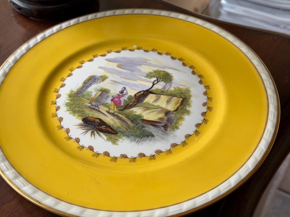 Vintage Yellow Charles Ahrenfeldt Limoges Dinner Plates: Elegant Cottage Core Heirloom