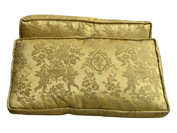 Vintage  Green Down-filled Cushions with Cupid Design: Elegant Backrest Pillows for Chair or Sofa