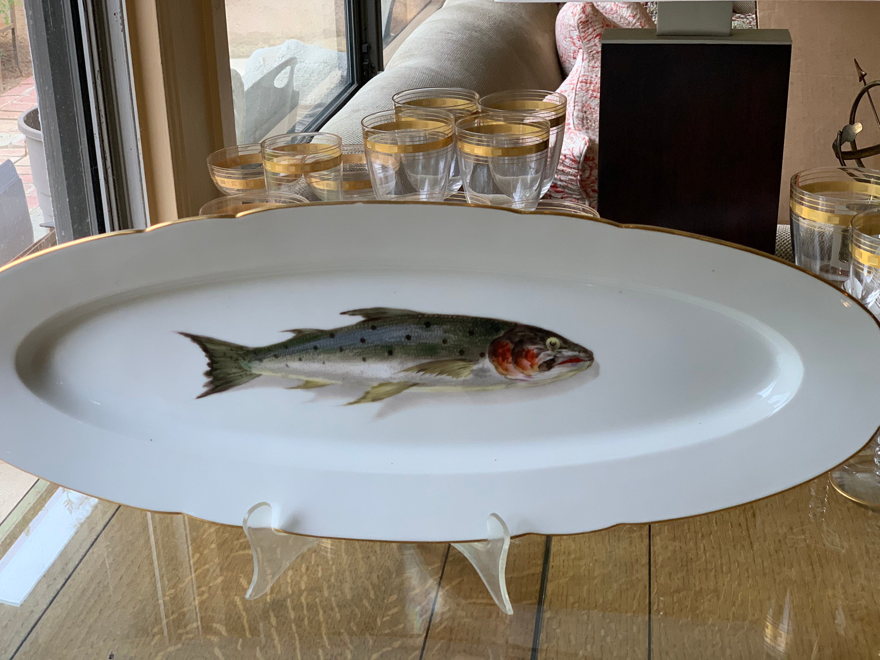 Rare 12Pc Antique French Fish Dinnerware Set w Crisp White Etsy