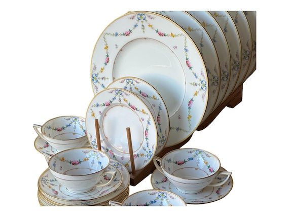 Vintage Minton China Dinner Set 23pc Handpainted Floral, Pink Roses
